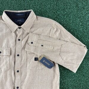 New Roark Nordsman Light Men's Long Sleeve Button Shirt Size Medium Brown